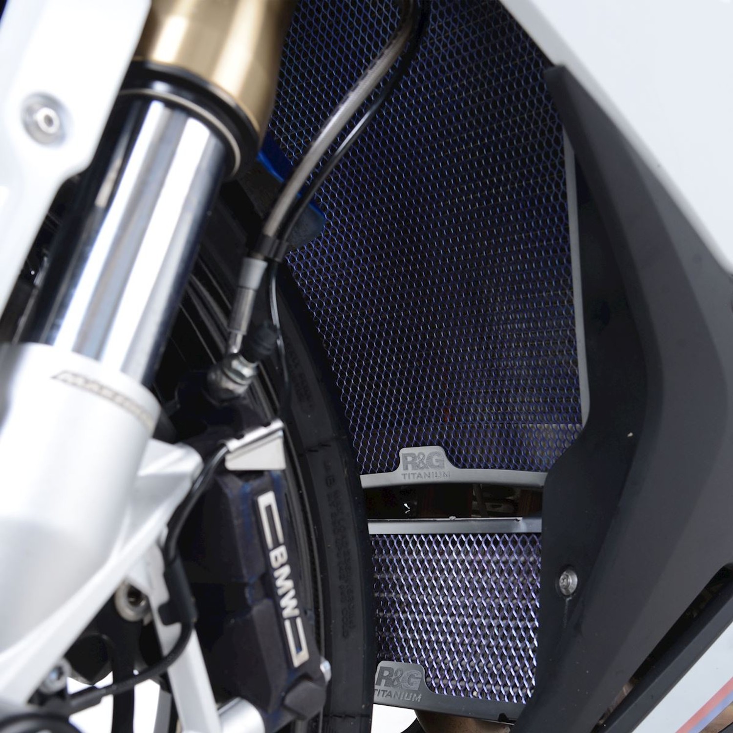 R&G Racing Titanium Oil Cooler Guard for BMW S1000RR '19-'22, S1000XR '20-'22, S1000R '21-'22, M1000RR '21-'22 R&G Racing Titanium Oil Cooler Guard for BMW S1000RR '19-'22, S1000XR '20-'22, S1000R '21-'22, M1000RR '21-'22